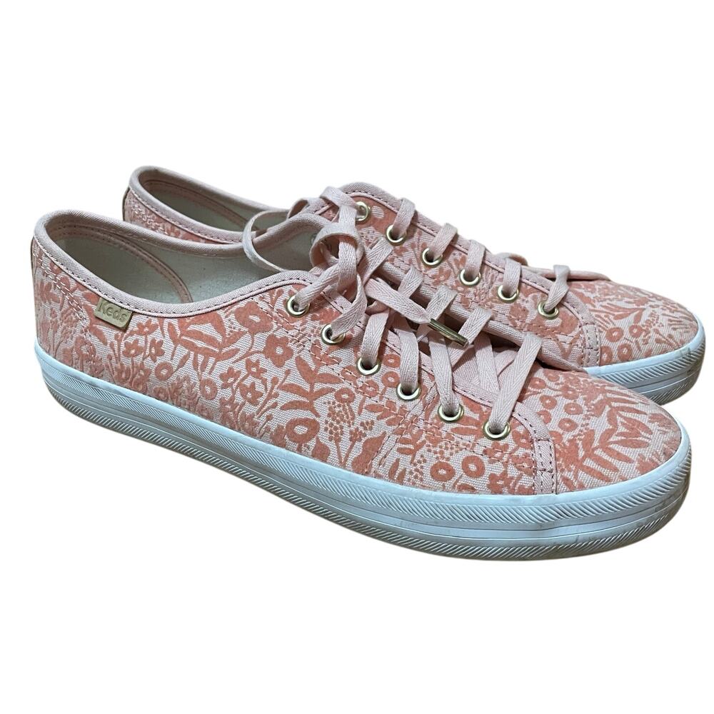 Keds x Rifle Paper Co Kickstart Peach Floral Canvas Sneakers WF63392 Womens 9